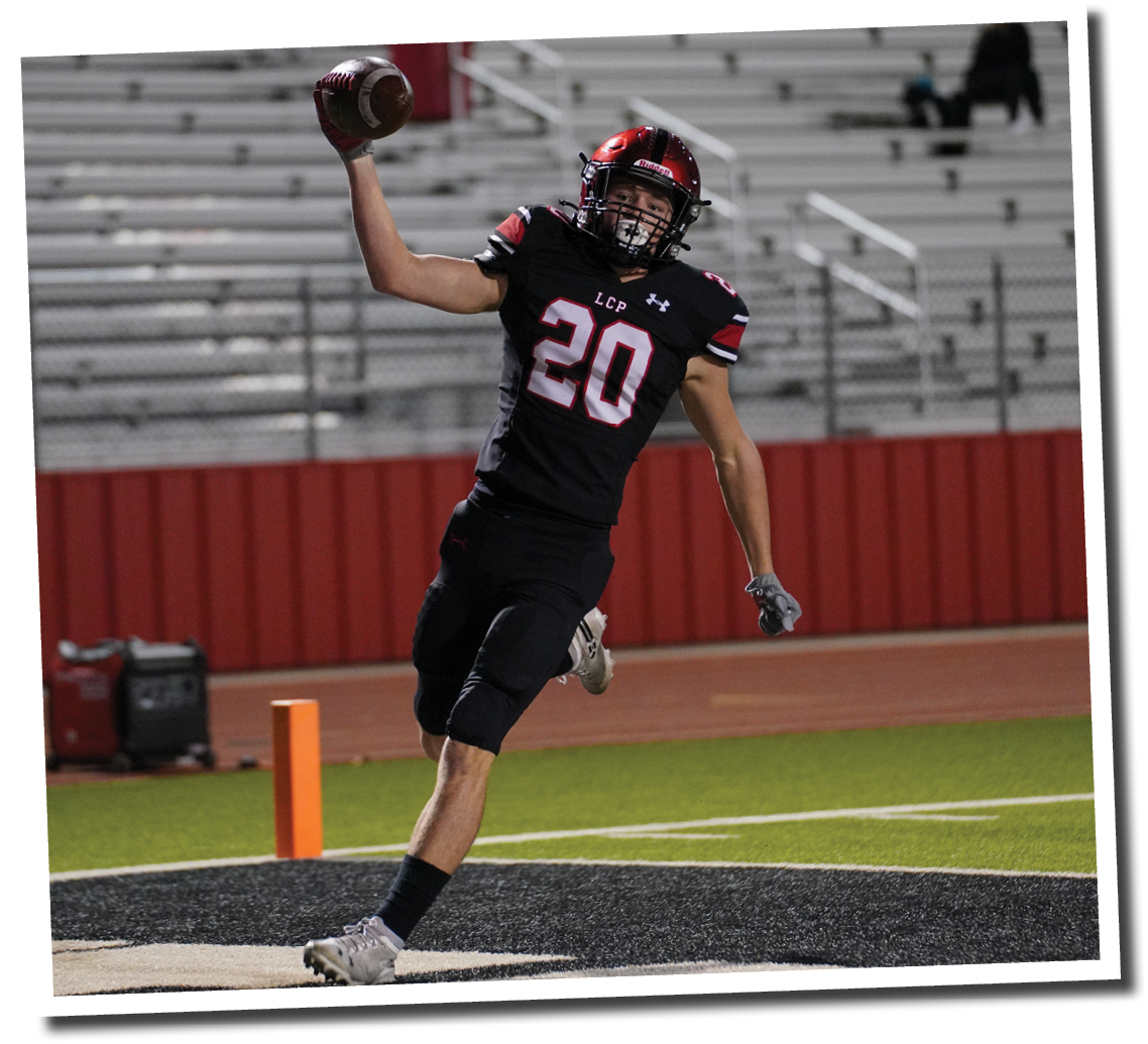 Cooper Morris (20) celebrates as he runs into the endzone  Lubbock-Cooper vs  Randall  Photo by: Aaron Baxter