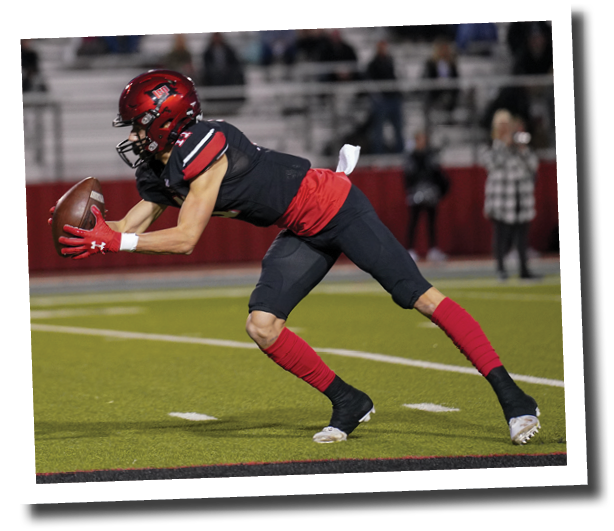 Hayden Brooks (11) leaps to grab a deep pass  Lubbock-Cooper vs  Randall  Photo by: Aaron Baxter