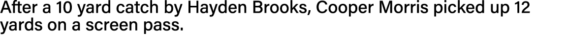 After a 10 yard catch by Hayden Brooks, Cooper Morris picked up 12 yards on a screen pass  