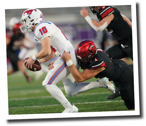 Kyler Jordan sacks Grapevine QB Colt Mercer  Lubbock-Cooper vs  Grapevine  Photo by: Aaron Baxter