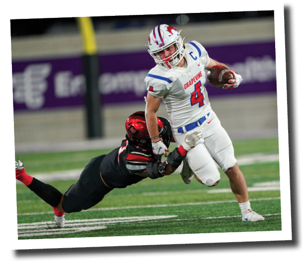 Cameron Jones makes an open field tackle on Parker Polk  Lubbock-Cooper vs  Grapevine  Photo by: Aaron Baxter