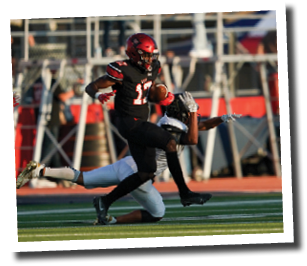 Ju'Raylin Shaw (17) pulls down an interception  Lubbock-Cooper vs  Andrews  Photo by: Aaron Baxter