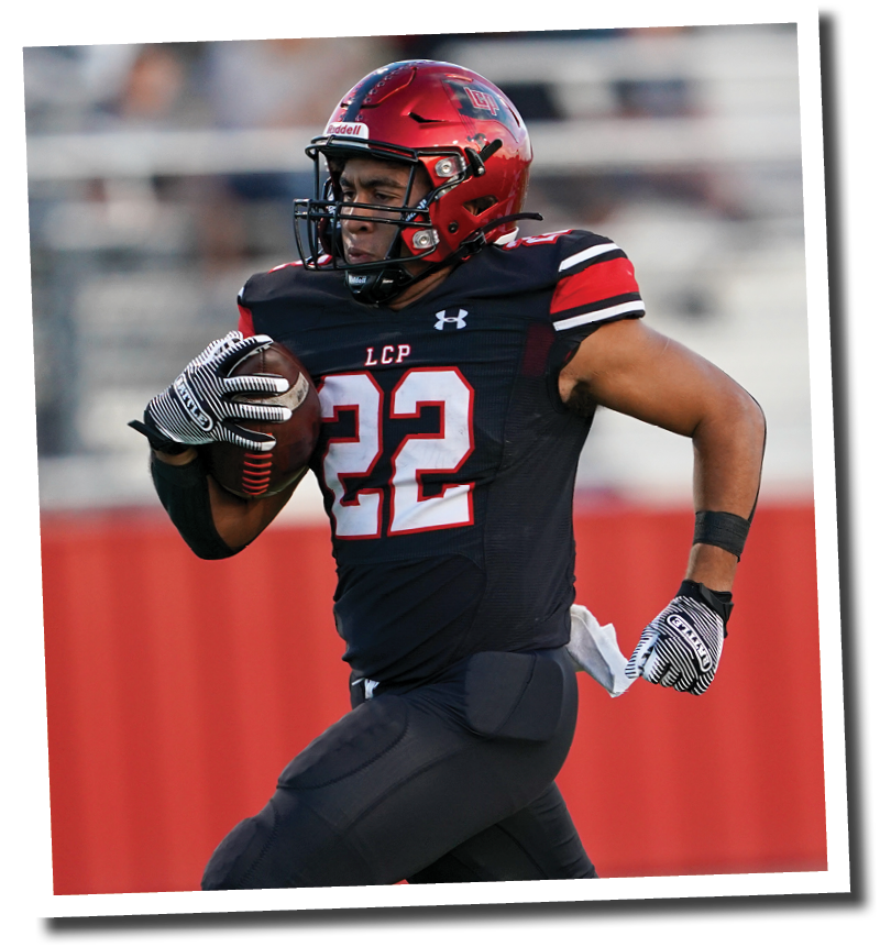 Kaleb Stripling (22) runs a long TD into the endzone to put the Pirates on the board  Lubbock-Cooper vs  Plainview  Photo by: Aaron Baxter