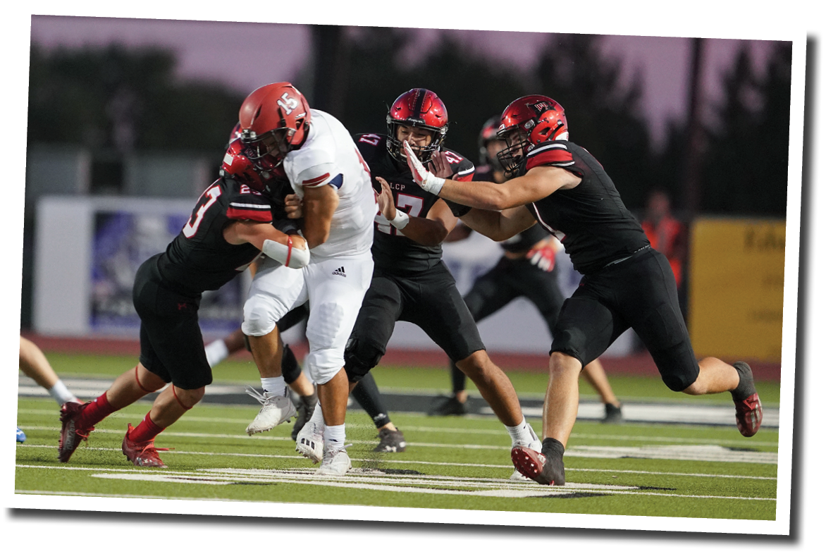 The Pirate defense converges on Isaac Garza during a failed PAT attempt  Lubbock-Cooper vs  Plainview  Photo by: Aaron Baxter