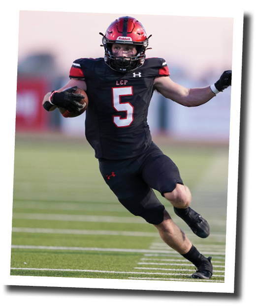 Judge Thomason (5) walks a tightrope down the sideline  Lubbock-Cooper vs  Plainview  Photo by: Aaron Baxter