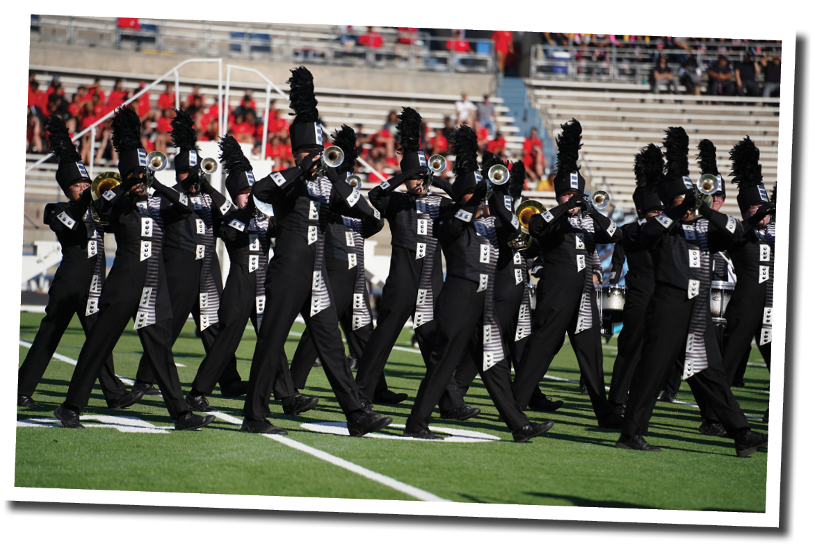 Lubbock-Cooper Pirate Pride Band at the UIL Area A Marching Contest, 2021  Photo by: Aaron Baxter