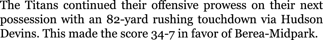 The Titans continued their offensive prowess on their next possession with an 82-yard rushing touchdown via Hudson De...