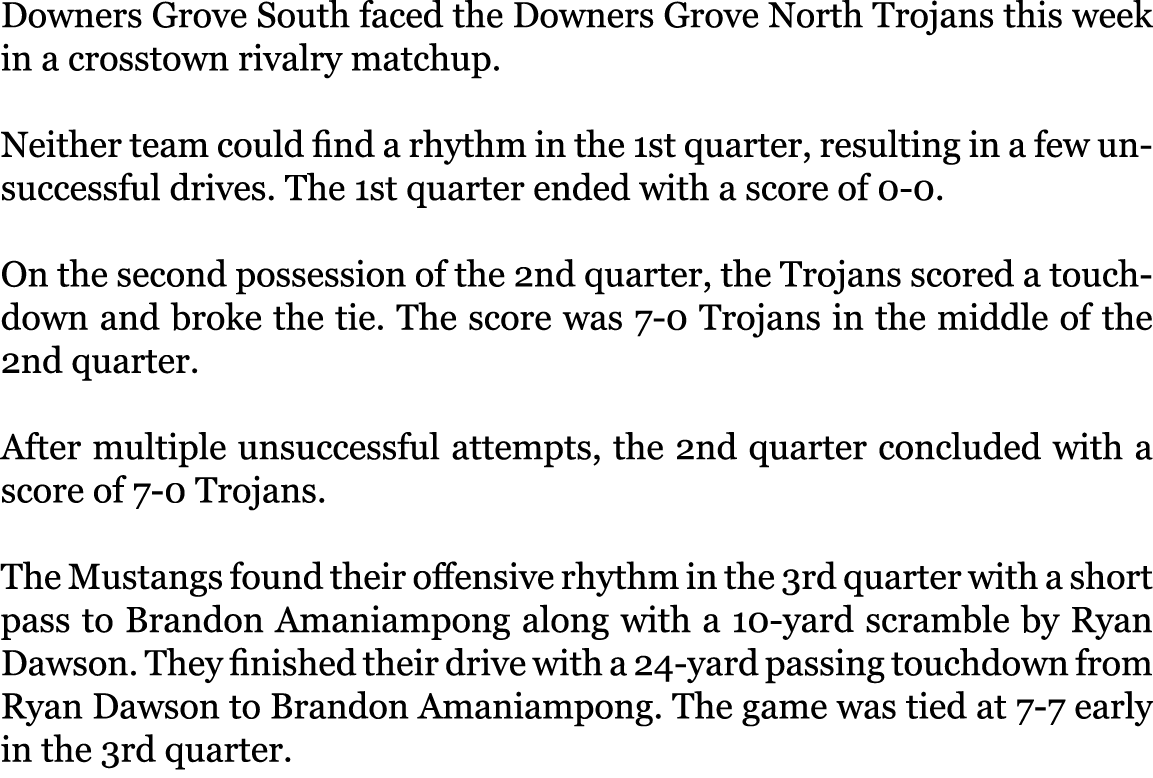 Downers Grove South faced the Downers Grove North Trojans this week in a crosstown rivalry matchup. Neither team cou...