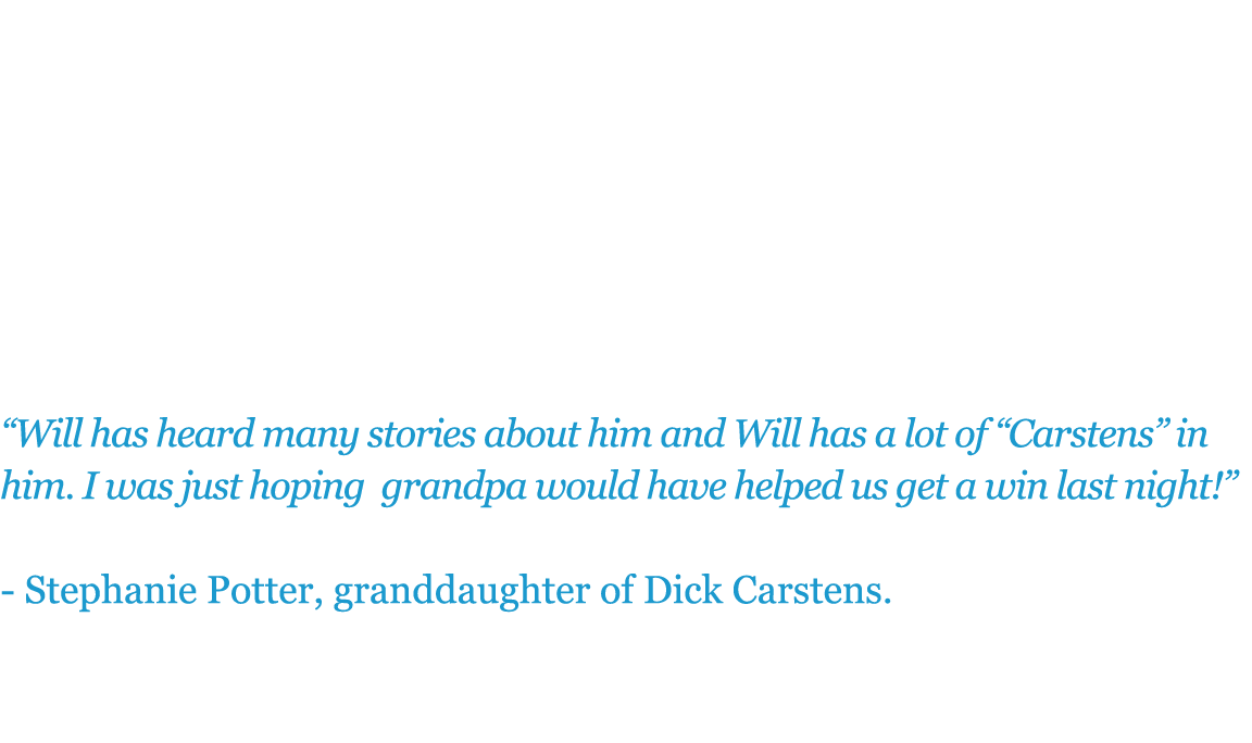 Dick Carstens, former Downers Grove North Football Coach and great-grandfather of current DGS player, #8 Will Potter,...