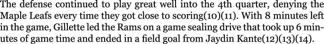 The defense continued to play great well into the 4th quarter, denying the Maple Leafs every time they got close to s...