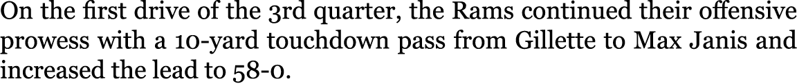 On the first drive of the 3rd quarter, the Rams continued their offensive prowess with a 10-yard touchdown pass from ...