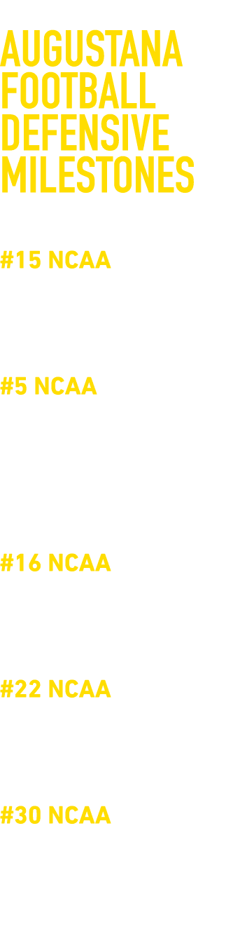 2019 AUGUSTANA FOOTBALL Defensive MILESTONES  #15 NCAA  TURNOVER MARGIN  PLUS 1 1 per game #5 NCAA  4th DOWN CONVERSI   