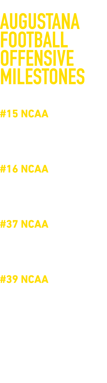 2019 AUGUSTANA FOOTBALL Offensive MILESTONES  #15 NCAA  TURNOVER MARGIN  PLUS 1 1 per game #16 NCAA  RED ZONE SUCCESS   
