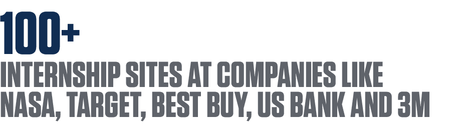 100+ internship sites at companies like NASA, Target, Best Buy, US BANK and 3M 