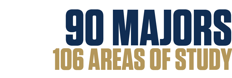 90 MAJORS 106 AREAS OF STUDY 