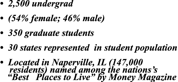 • 2,500 undergrad • (54% female; 46% male) • 350 graduate students • 30 states represented in student population • Lo...