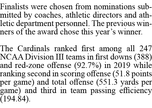 Finalists were chosen from nominations submitted by coaches, athletic directors and athletic department personnel. Th...