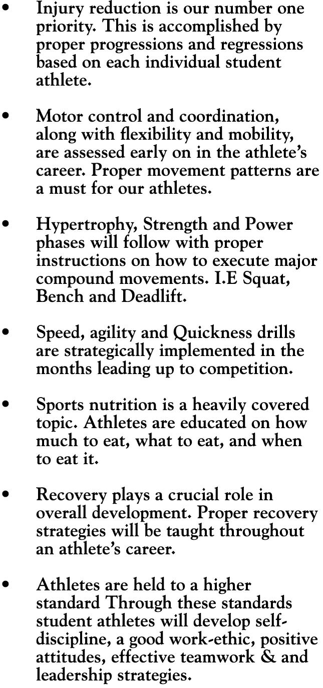   Injury reduction is our number one  priority  This is accomplished by  proper progressions and regressions  based o   