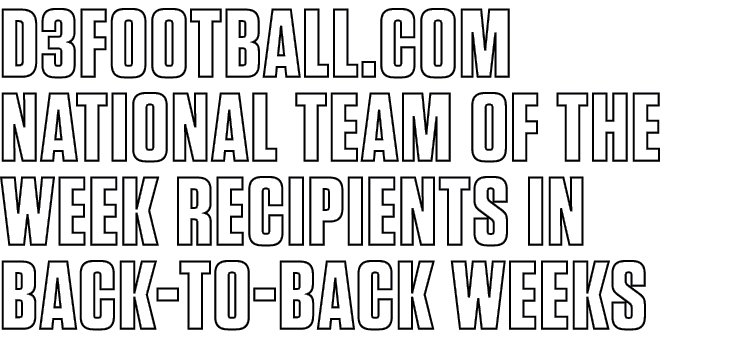 d3football.com national team of the week recipients in back to back weeks