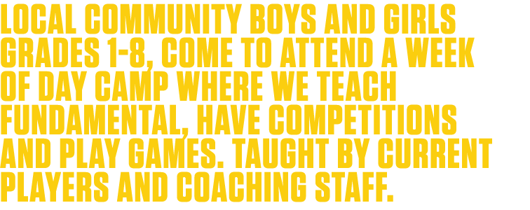 Local community Boys and Girls grades 1-8, come to attend a week of day camp where we teach fundamental, have competi   