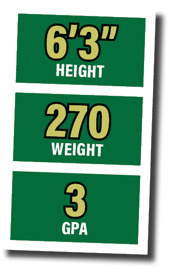 6 3  height,270 weight,3 gp