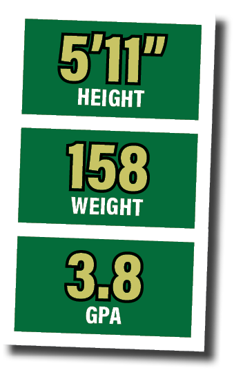 5 11  height,158 weight,3 8 gp