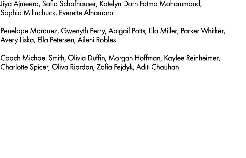 Jiya Ajmeera, Sofia Schafhauser, Katelyn Dorn Fatma Mohammand, Sophia Milinchuck, Everette Alhambra Penelope Marquez,...