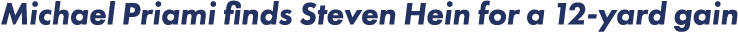 Michael Priami finds Steven Hein for a 12-yard gain 