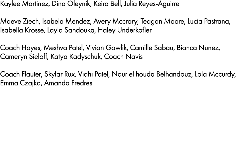 Kaylee Martinez, Dina Oleynik, Keira Bell, Julia Reyes Aguirre Maeve Ziech, Isabela Mendez, Avery Mccrory, Teagan Moo...