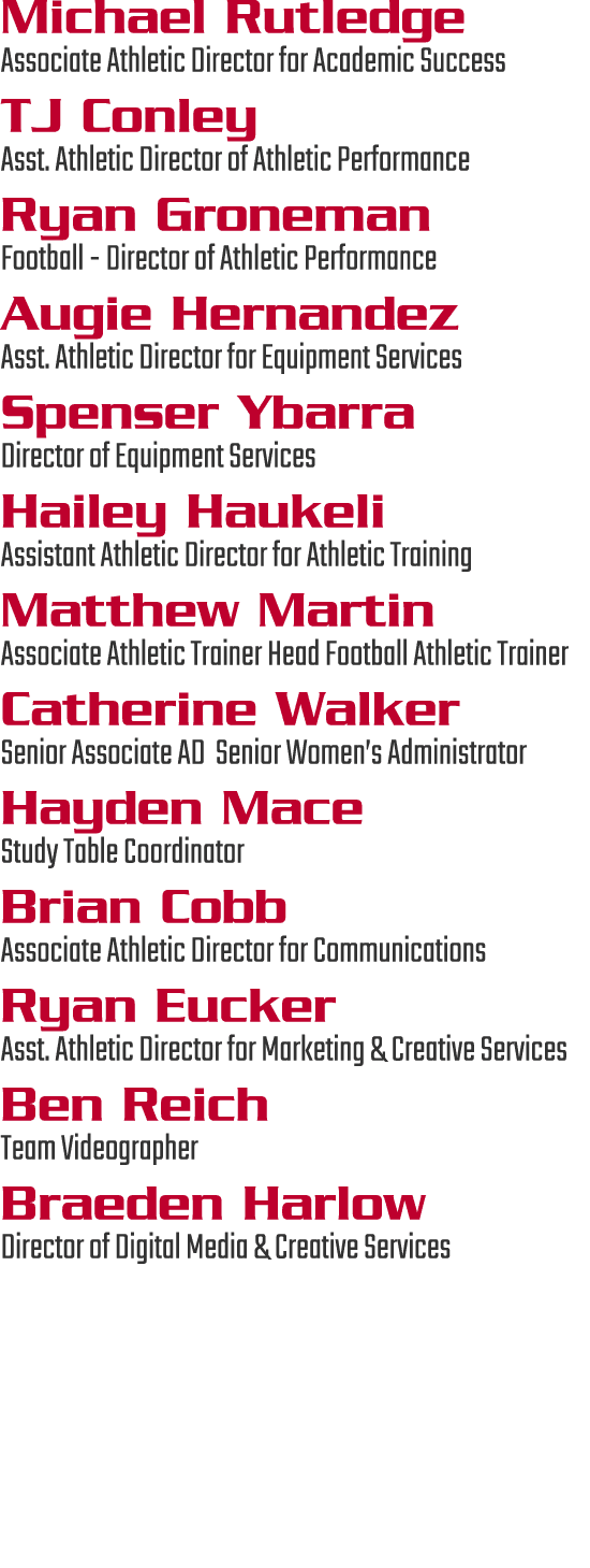 Michael Rutledge Associate Athletic Director for Academic Success TJ Conley Asst. Athletic Director of Athletic Perfo...