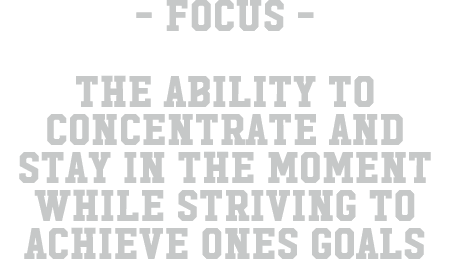  focus The ability to concentrate and stay in the moment while striving to achieve ones goals 