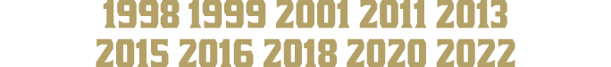 1998 1999 2001 2011 2013 2015 2016 2018 2020 2022