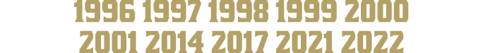 1996 1997 1998 1999 2000 2001 2014 2017 2021 2022