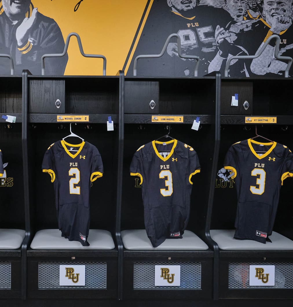 Locker room remodel reveal to the football team at PLU, Wednesday, Aug. 21, 2019. (Photo: John Froschauer/PLU)
