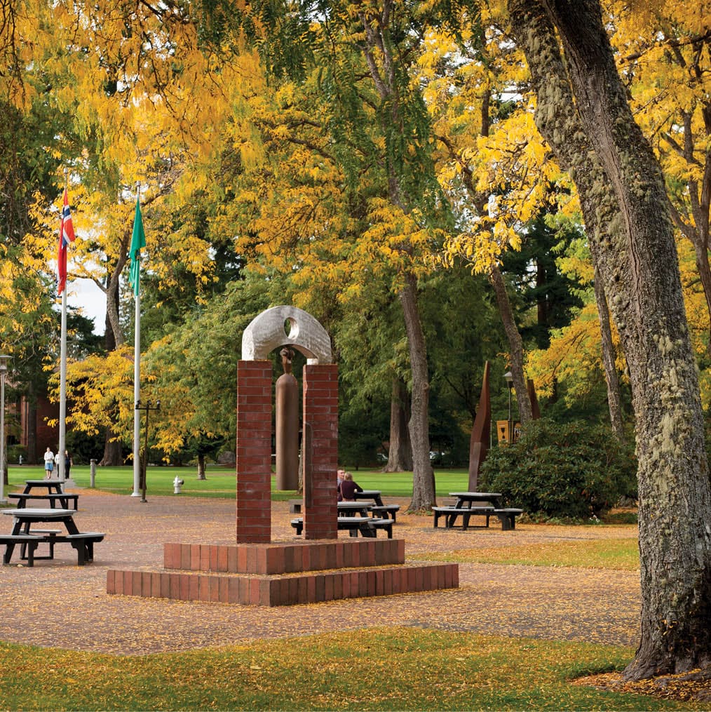 Fall color on the Centennial Bell in Red Square.