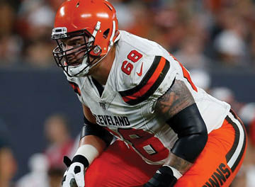 CLEVELAND, OH - AUGUST 8: Kyle Kalis #68 of the Cleveland Browns lines up for a play during the game against the Washington Redskins at FirstEnergy Stadium on August 8, 2019 in Cleveland, Ohio. (Photo by Kirk Irwin/Getty Images)