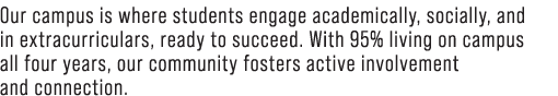 Our campus is where students engage academically, socially, and in extracurriculars, ready to succeed. With 95% livin...