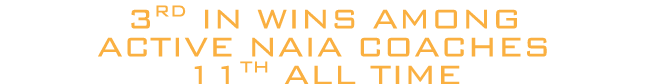 3rd in wins among active NAIA coaches 11th all time
