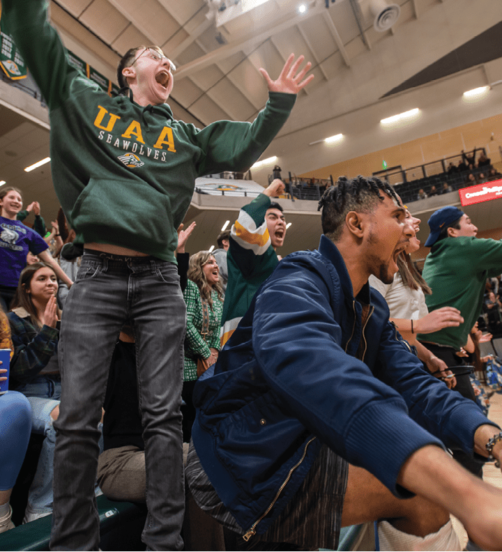 UAA Seawolves Volleyball beats Central Washington in front of largest regular-season crowd in NCAA Div. II volleyball history – 3,888 – Saturday night at the Alaska Airlines Center.