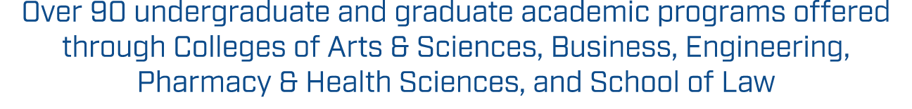 Over 90 undergraduate and graduate academic programs offered through Colleges of Arts & Sciences, Business, Engineeri...