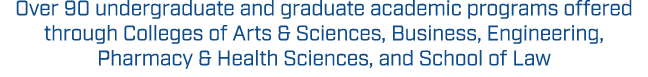 Over 90 undergraduate and graduate academic programs offered through Colleges of Arts & Sciences, Business, Engineeri...