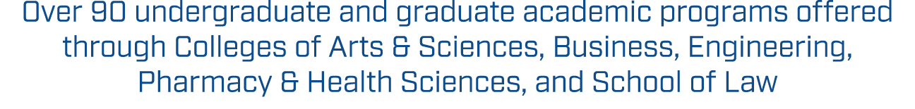 Over 90 undergraduate and graduate academic programs offered through Colleges of Arts & Sciences, Business, Engineeri...